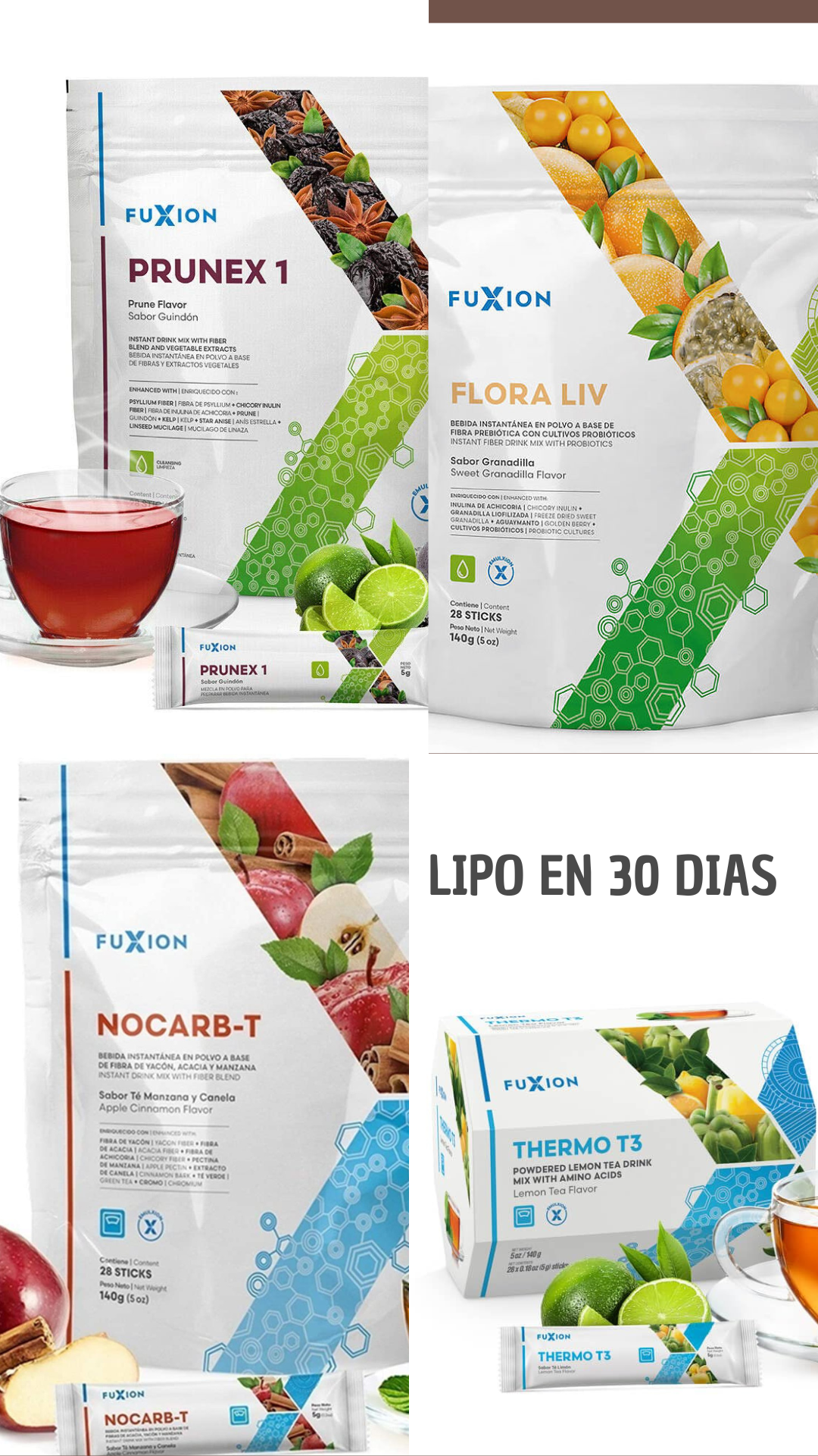 Fuxion Cuarteto 100% Natura🌿🫚🍋l | Control de Peso y Digestión Eficiente🧬✨