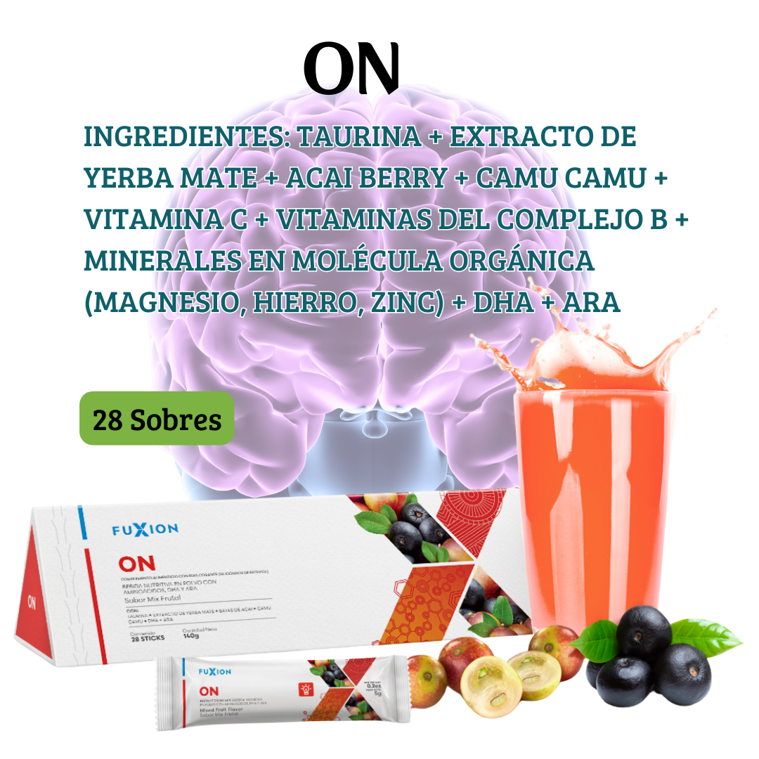 Fuxion ON | Bebida Inteligente para Enfoque, Energía y Memoria – 28 Sticks