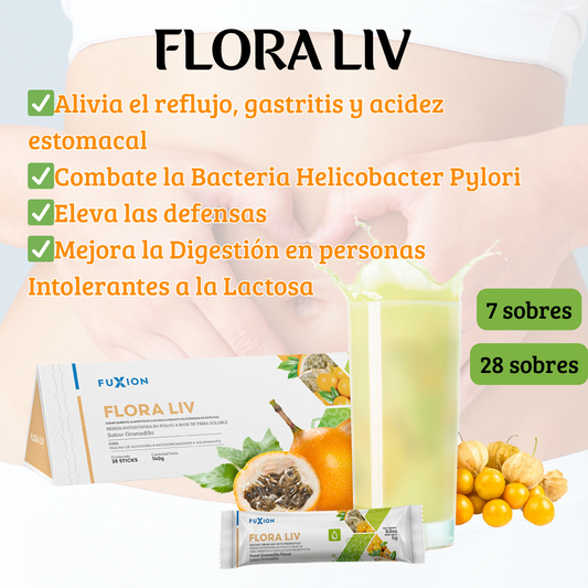FLORA LIV Fuxion – Probióticos Naturales para Restaurar la Flora Intestinal y Mejorar la Digestión