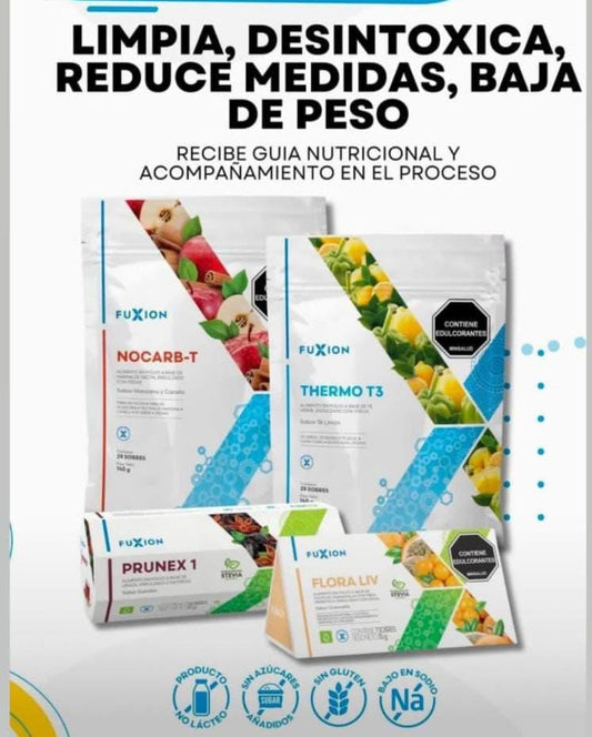 Bienestar Metabólico Natural – Prunex-1 +Flora liv + Thermo T3 + Nocarb-T | FuXion🌱🩵